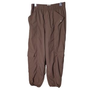 Wilo The Label Parachute‎ Cargo Pants Sz Small Brown Cinched Ankle Elastic Waist